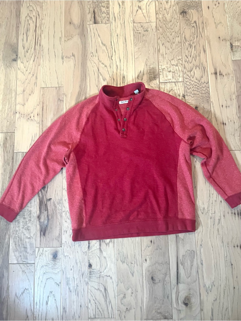 Tommy Bahama Two-Tone Red Henley Crewneck Sweatshirt, size XXL